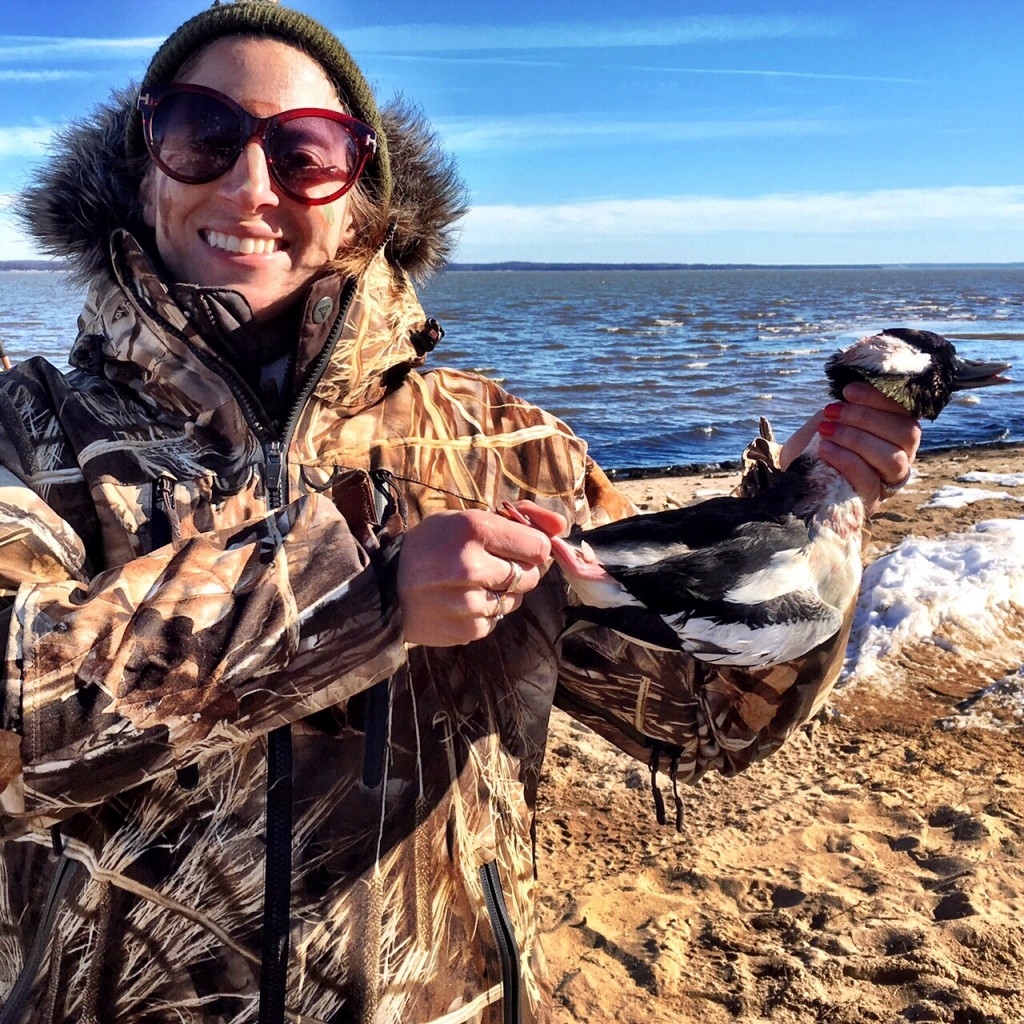 HB with her first duck, a drake bufflehead