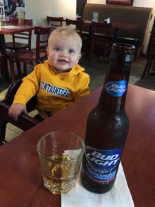 LB watching the game at a sports bar