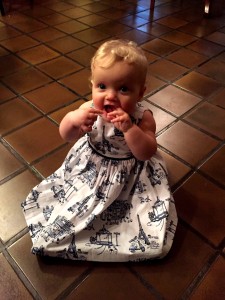 Dressed up in her Paris dress for a night on the town.  LeBeef got this for her before she was born.